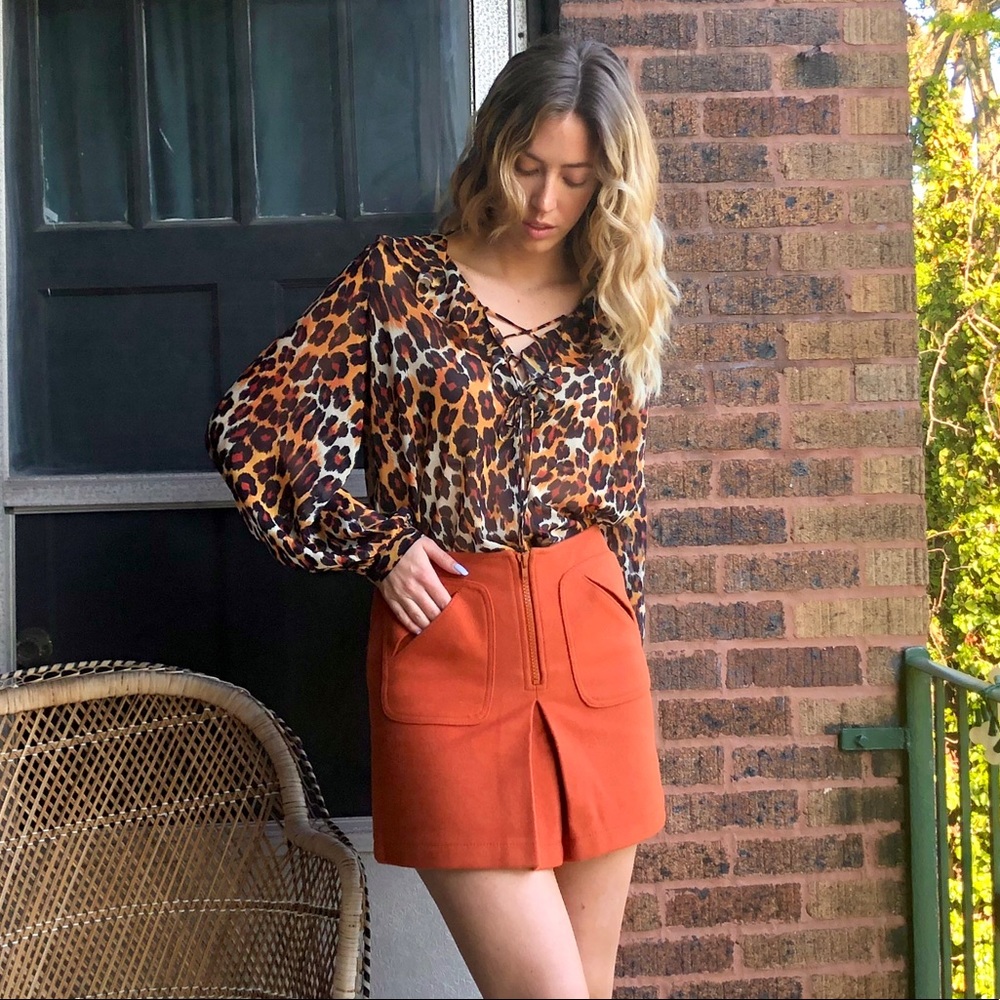 Topshop Leopard Print Ruffle Blouse - Picture 2 of 14